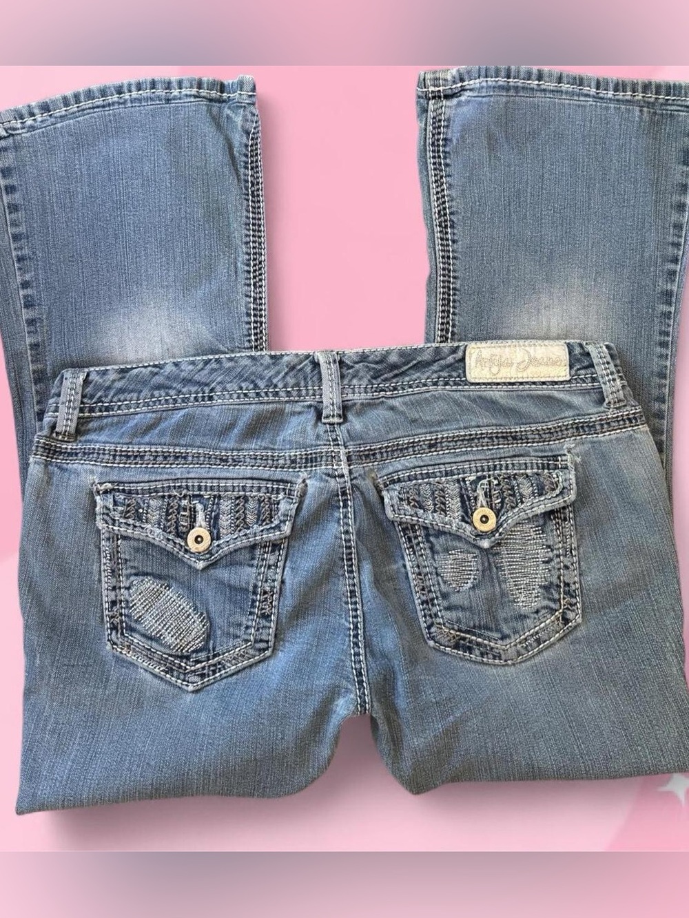 Ariya Y2K Low Rise Embellished Flare Jeans 13/14 Short